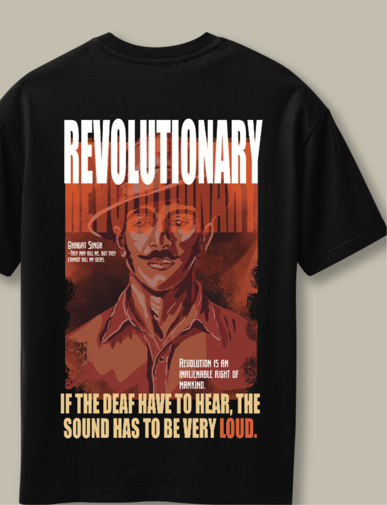BHAGAT SINGH (red) OVERSIZED BLACK TSHIRT