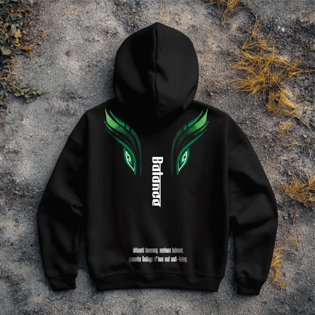 Green EVIL EYE - Black Hoodie