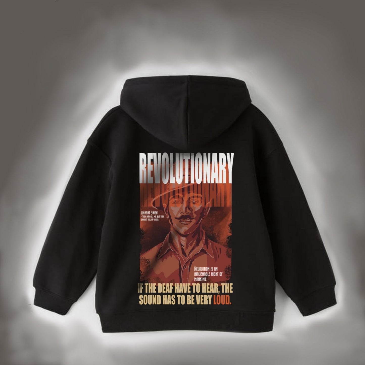 BHAGAT SINGH (red) OVERSIZED BLACK HOODIE
