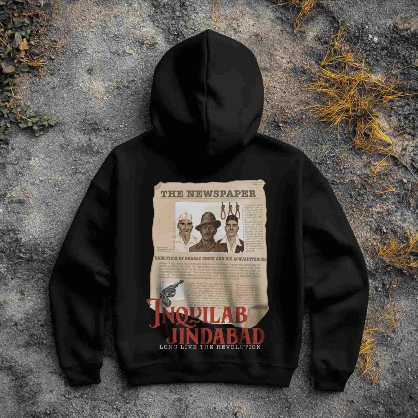 1947 Revolution- OVERSIZED BLACK HOODIE