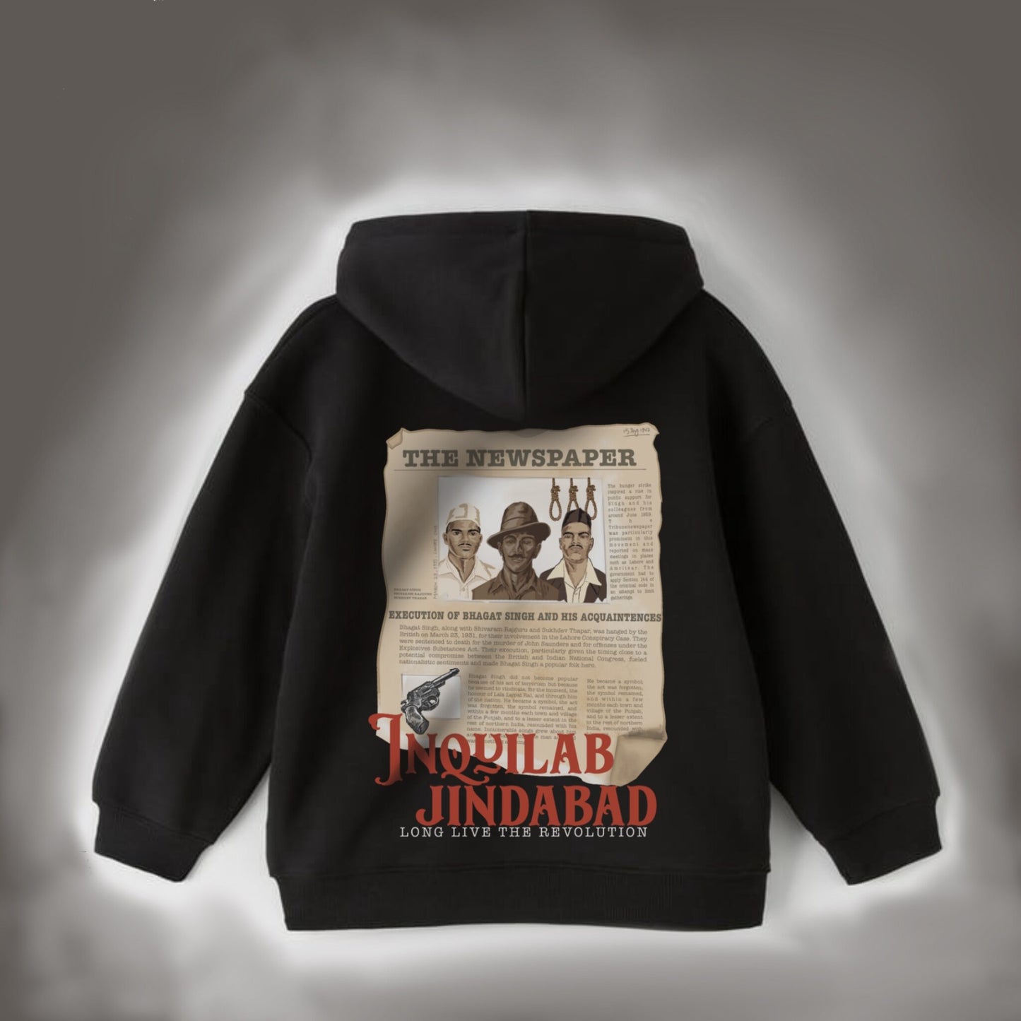 1947 Revolution- OVERSIZED BLACK HOODIE